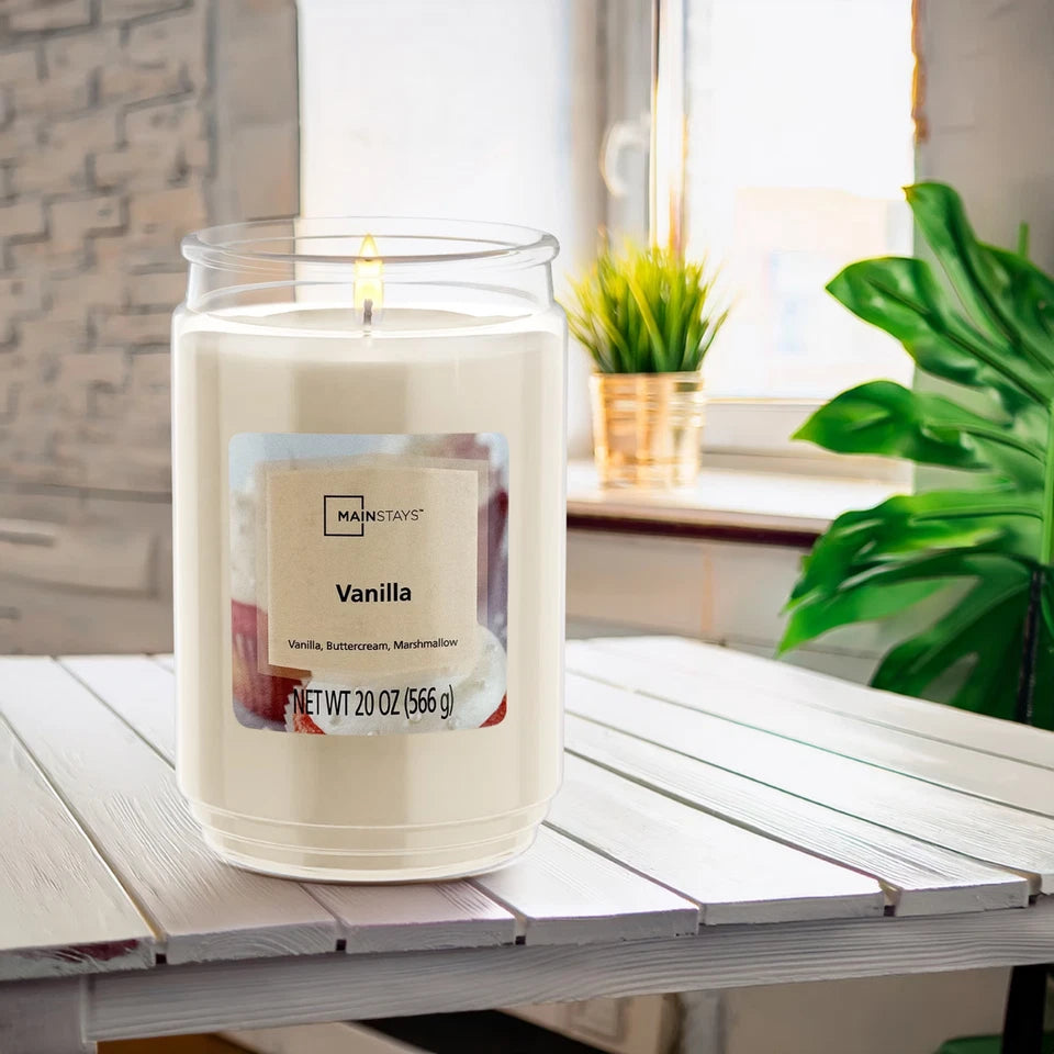 Mainstays vanilla scented single-Wick Large Glass Jar candle 20 oz...