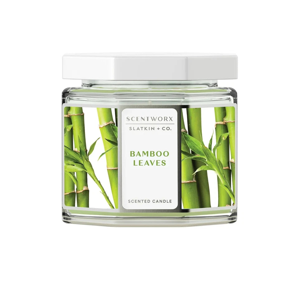 Natural Bamboo Leaves Scented 3-Wick Candle in Glass Jar 14.5 Oz Home Fragrance